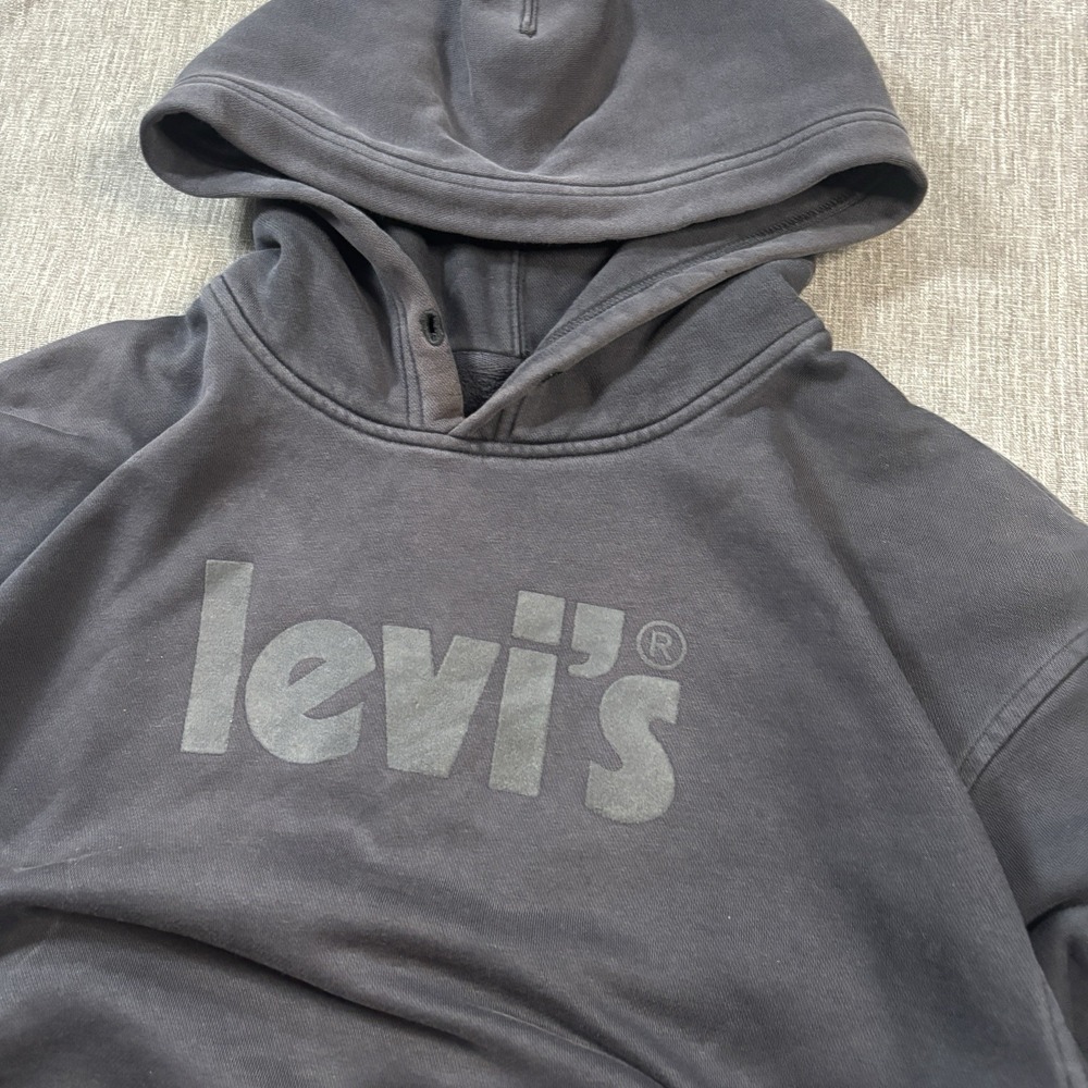 Vintage Levi's Black Hoodie with Faded Logo - L - Picture 2 of 9